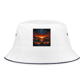 Glowing sunset over Bergen - Bucket Hat - white/navy - Front