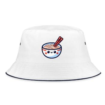 Kawaii Ramen Bowl Smile - Bucket Hat - white/navy - Front