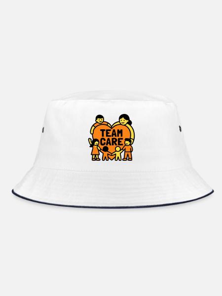 Team Care Herz Kita Wappen - Bucket Hat - Weiß/Navy - Vorne