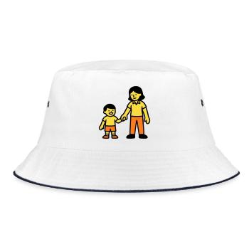 Erzieherin Kind Hand Logo - Bucket Hat - Weiß/Navy - Vorne