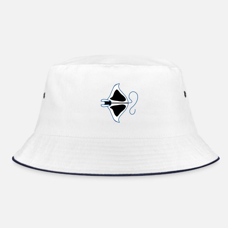Blauer Umriss Manta-Silhouette Bucket Hat