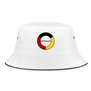 Roter Gelber Deutschland Halbring Schwarz - Bucket Hat - Weiß/Navy - Vorne