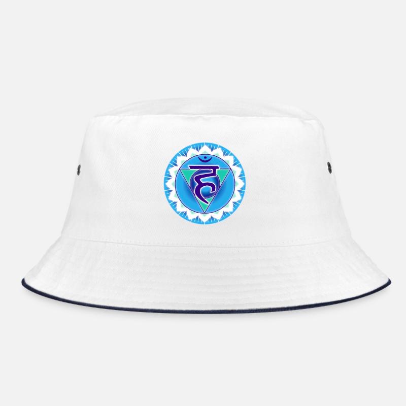 Halschakra Vishuddha - Bucket Hat - Weiß/Navy