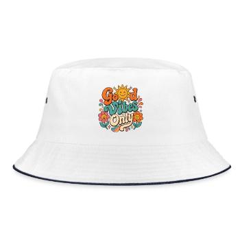 Good Vibe's Only Retro Floral - Bucket Hat - white/navy - Front