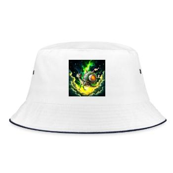 Stellar Snail of Steam and Light - Bucket Hat - white/navy - Front