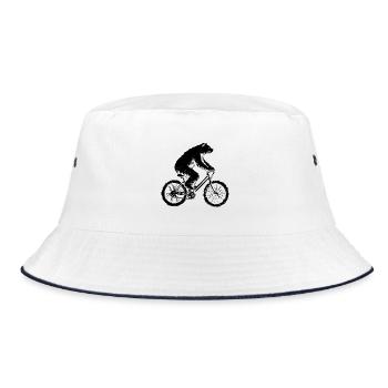 Funny Bicycle Bear - Bucket Hat - white/navy - Front