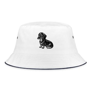 Dachshund sitting - Bucket Hat - white/navy - Front