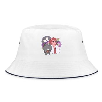 Cozy Coffee & Cute Bear with Prosthetic Leg - Bucket Hat - white/navy - Front