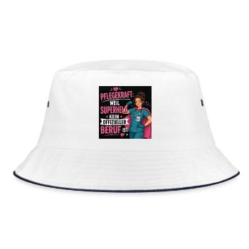 Pflegekraft: Weil Superheld kein offizieller Beruf - Bucket Hat - Weiß/Navy - Vorne