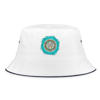Tiefenzyklus Mandala-Spirale yoga - Bucket Hat - Weiß/Navy - Vorne