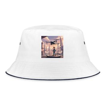 Drone Pilot in Neon Town - Bucket Hat - white/navy - Front