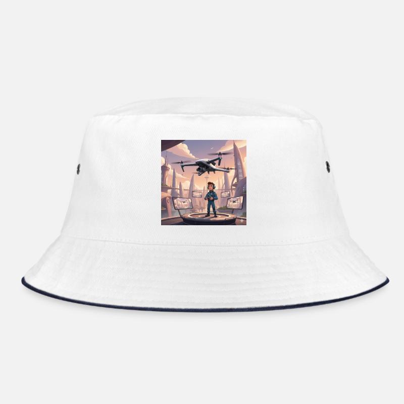 Drone Pilot in Neon Town - Bucket Hat - white/navy