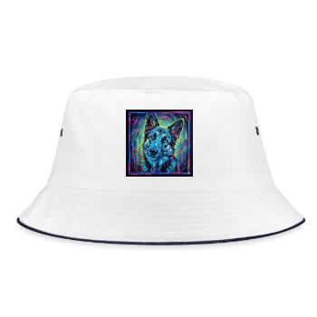 Neon wolf gaze - Bucket Hat - white/navy - Front
