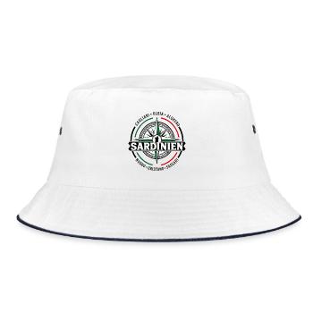 Sardinien compass rose banner travel shirt - Bucket Hat - Weiß/Navy - Vorne