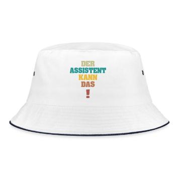 Assistent als Spruch - Bucket Hat - Weiß/Navy - Vorne