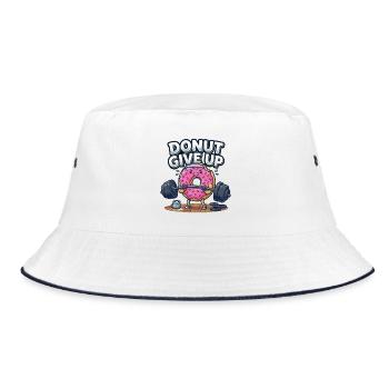 Donut Give Up Gym Fitness Saying Workout Training - Bucket Hat - white/navy - Front