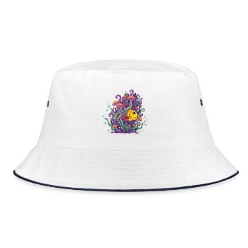 Colorful fish in the sea forest - Bucket Hat - white/navy - Front