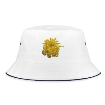 Vibrant_Yellow_Chrysanthemum_Flower - Bucket Hat - white/navy - Front