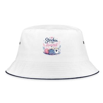 Stricken ist meine Auszeit - Bucket Hat - Weiß/Navy - Vorne