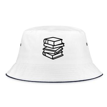 Book Stack Reading Book Club Teacher Library - Bucket Hat - white/navy - Front