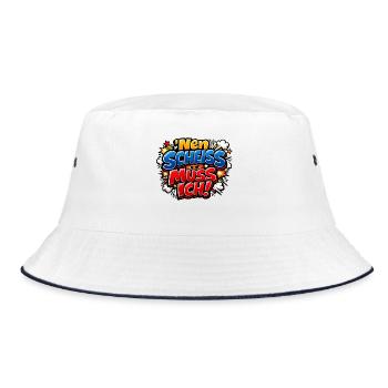 Nen Scheiss Muss Ich Ironie Sarkasmus - Bucket Hat - Weiß/Navy - Vorne