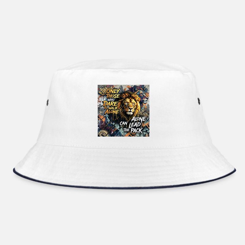 Löwe Motivation Dare To Walk Alone Spruch Graffiti Bucket Hat