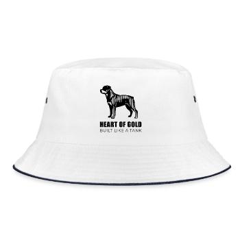 Rotti Linear Silhouette - Rottweiler Heart of Gold - Bucket Hat - Weiß/Navy - Vorne