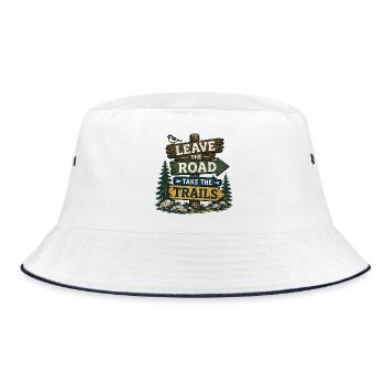 Verlassen Sie die Straße, nehmen Sie die Pfade - Bucket Hat - Weiß/Navy - Vorne