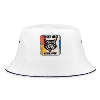 Finger Weg! Mein Kaffee Katzenspruch - Bucket Hat - Weiß/Navy - Vorne