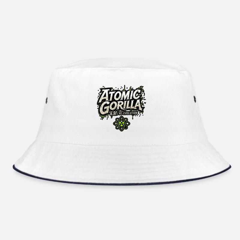 Atomare Gorilla-Reevolution - Bucket Hat - Weiß/Navy