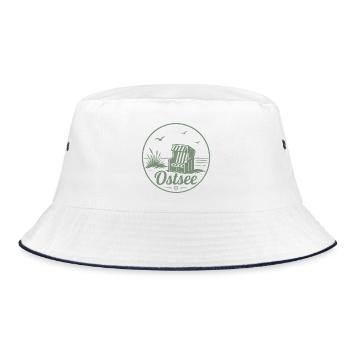 Ostsee Strandkorb Meer Küsten liebe - Bucket Hat - Weiß/Navy - Vorne