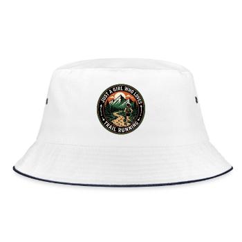 Nur ein Mädchen, das Trailrunning liebt - Bucket Hat - Weiß/Navy - Vorne