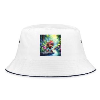 Multicolored creature in riparian forest - Bucket Hat - white/navy - Front