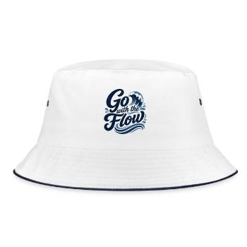 Go with the Flow Wave Typography - Bucket Hat - white/navy - Front