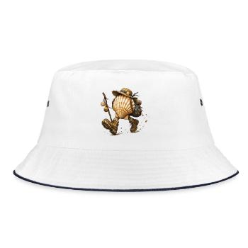 Jakobsmuschelpilger-Camino de Santiago - Bucket Hat - Weiß/Navy - Vorne