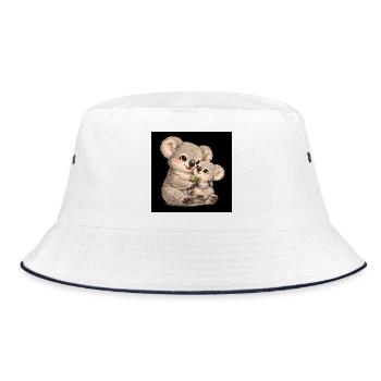 Mama Koala mit ihrem Baby - Bucket Hat - Weiß/Navy - Vorne