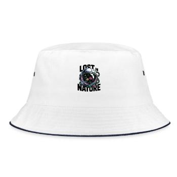 Astronaut Helmet Flowers Lost In Nature Space - Bucket Hat - white/navy - Front