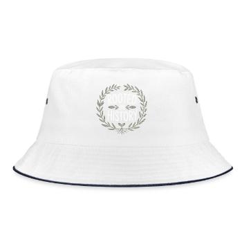Verwurzelt in der Geschichte Lorbeer-Emblem - Bucket Hat - Weiß/Navy - Vorne