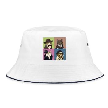 Dapper Cats Quartet - Bucket Hat - white/navy - Front