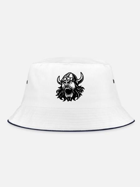 Wikinger Black Head - Bucket Hat - Weiß/Navy - Vorne