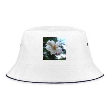 Almond Blossom Spring Look 01 - Bucket Hat - white/navy - Front