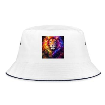 Lion Neon Portrait Couleur - Bob - blanc/marine - Devant