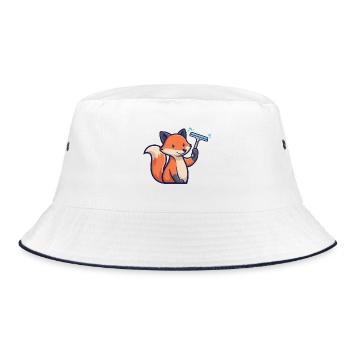Fuchs Fensterputzer Putzen Hausarbeit Waldbewohner - Bucket Hat - Weiß/Navy - Vorne