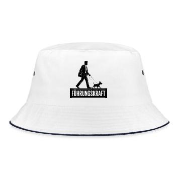  FÜHRUNGSKRAFT Business Mann Mit Hund Lustiges - Bucket Hat - Weiß/Navy - Vorne