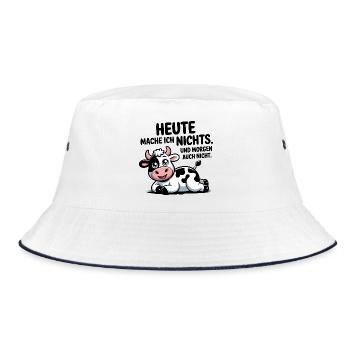  Heute Mache Ich Nichts Und Morgen Auch Nicht - Bucket Hat - Weiß/Navy - Vorne