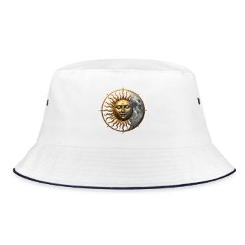 Sun Moon Emblem Vintage - Bucket Hat - white/navy - Front