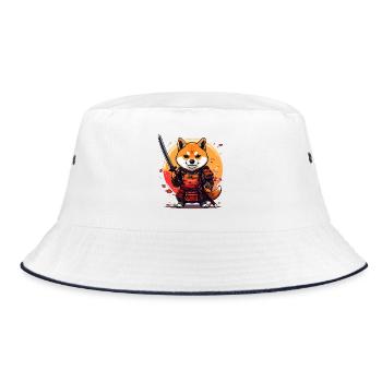 Shiba Inu Samurai in armor design - Bucket Hat - white/navy - Front