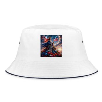 Floral goddess with American flag - Bucket Hat - white/navy - Front