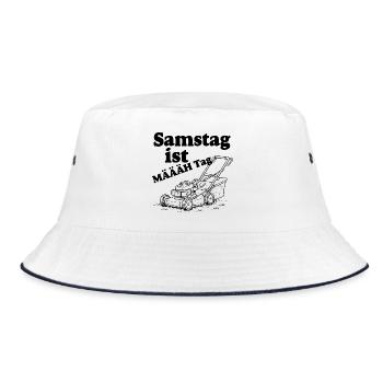 Samstag ist Määäh Tag - Bucket Hat - Weiß/Navy - Vorne