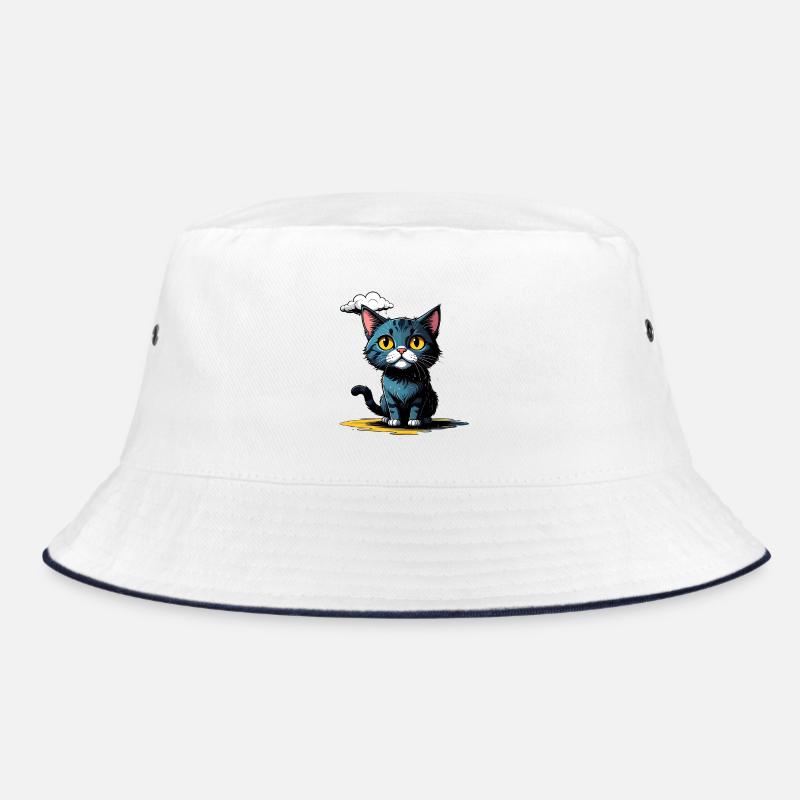 Cat under a rain cloud Bucket Hat